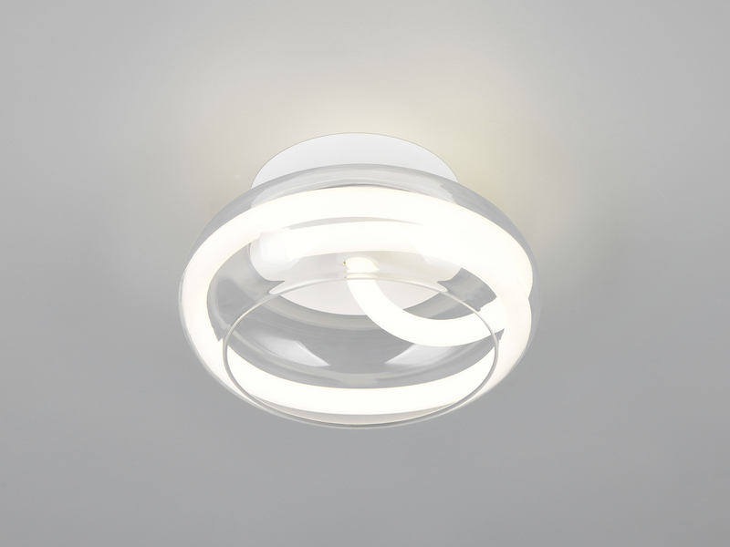 LED Wandleuchte TARSIA dimmbar aus Metall in Weiß & Glas, rund Ø 21,5cm