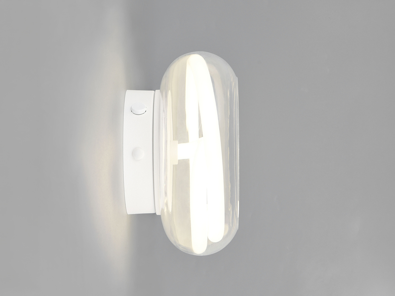 LED Wandleuchte TARSIA dimmbar aus Metall in Weiß & Glas, rund Ø 21,5cm