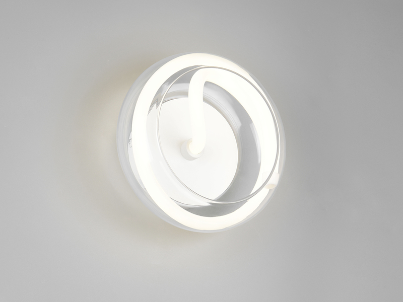 LED Wandleuchte TARSIA dimmbar aus Metall in Weiß & Glas, rund Ø 21,5cm