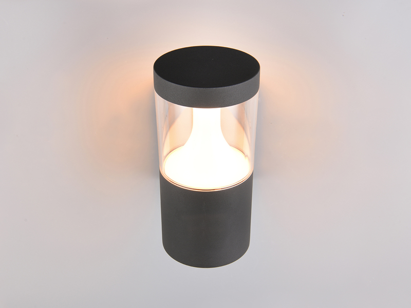 LED Außenwandleuchte TAGUS Anthrazit zur Reihenschaltung geeignet, Höhe 24cm