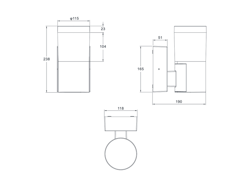 LED Außenwandleuchte TAGUS Anthrazit zur Reihenschaltung geeignet, Höhe 24cm