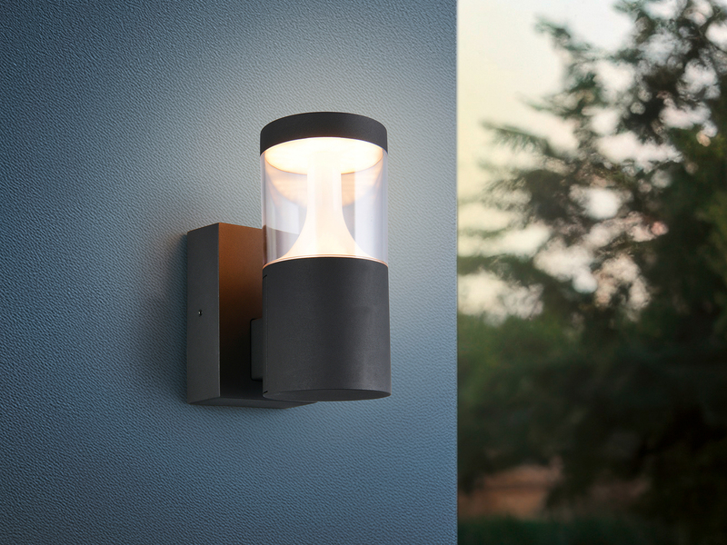 LED Außenwandleuchte TAGUS Anthrazit zur Reihenschaltung geeignet, Höhe 24cm