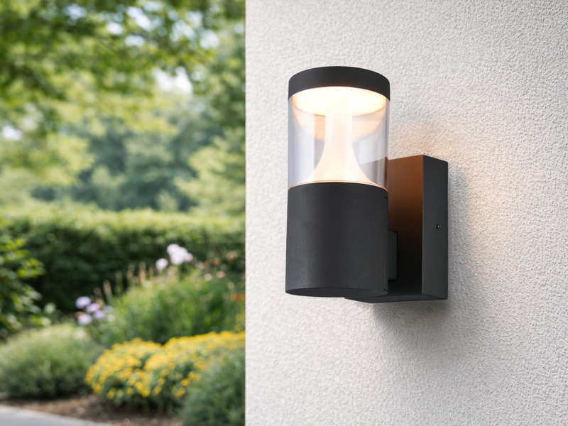 LED Außenwandleuchte TAGUS Anthrazit zur Reihenschaltung geeignet, Höhe 24cm