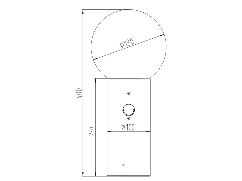 Sockelleuchte MURES in Anthrazit mit Glaskugel & Bewegungsmelder, Höhe 40cm