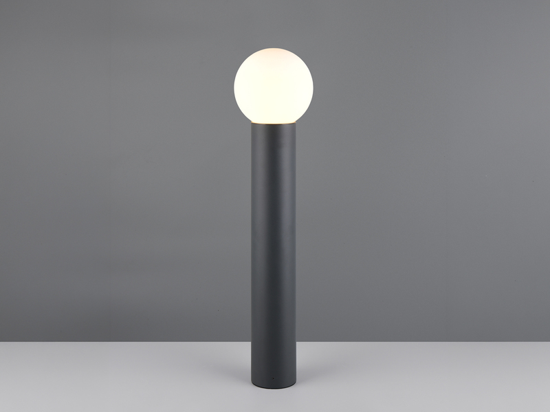 Wegeleuchte MURES aus Aluminium in Anthrazit mit Glaskugel, Höhe 80cm