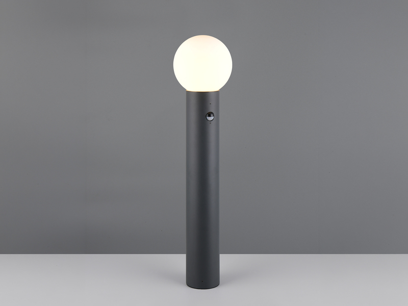 Wegeleuchte MURES in Anthrazit mit Glaskugel & Bewegungsmelder, Höhe 80cm