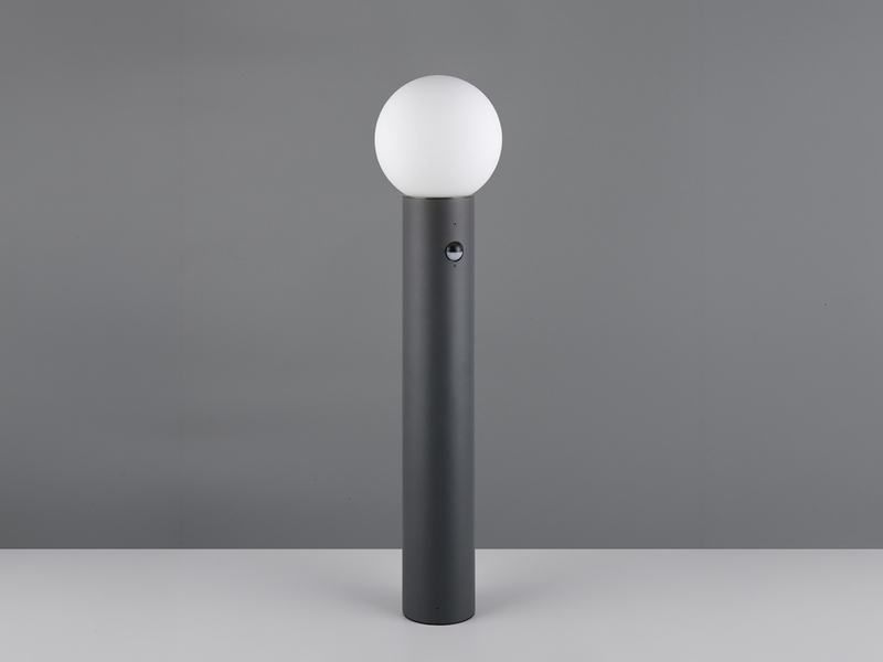 Wegeleuchte MURES in Anthrazit mit Glaskugel & Bewegungsmelder, Höhe 80cm