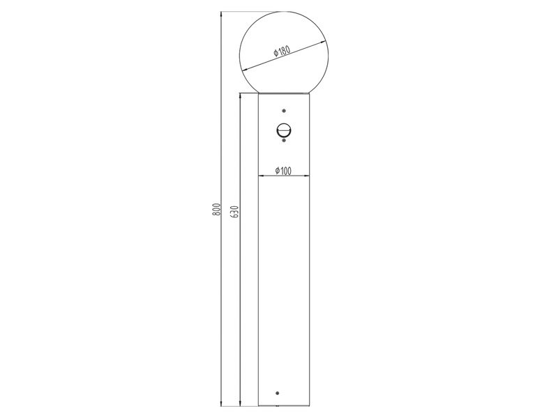 Wegeleuchte MURES in Anthrazit mit Glaskugel & Bewegungsmelder, Höhe 80cm