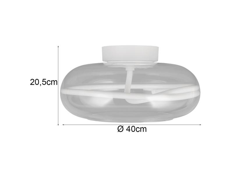 LED Deckenleuchte TARSIA dimmbar aus Metall in Weiß & Glas, rund Ø 40cm