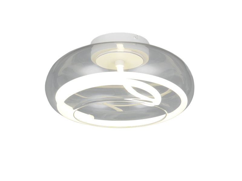 LED Deckenleuchte TARSIA dimmbar aus Metall in Weiß & Glas, rund Ø 40cm