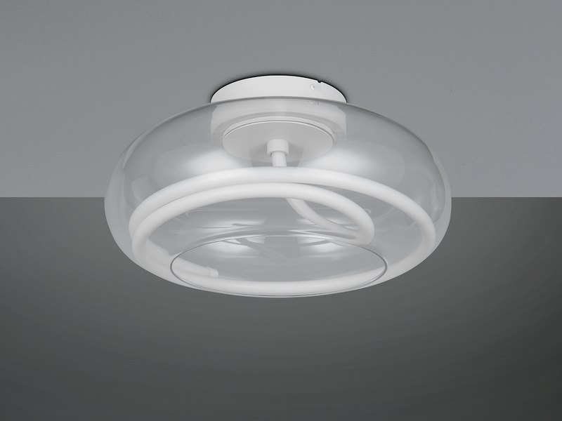 LED Deckenleuchte TARSIA dimmbar aus Metall in Weiß & Glas, rund Ø 40cm