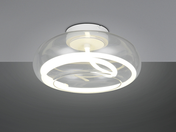 LED Deckenleuchte TARSIA dimmbar aus Metall in Weiß & Glas, rund Ø 40cm