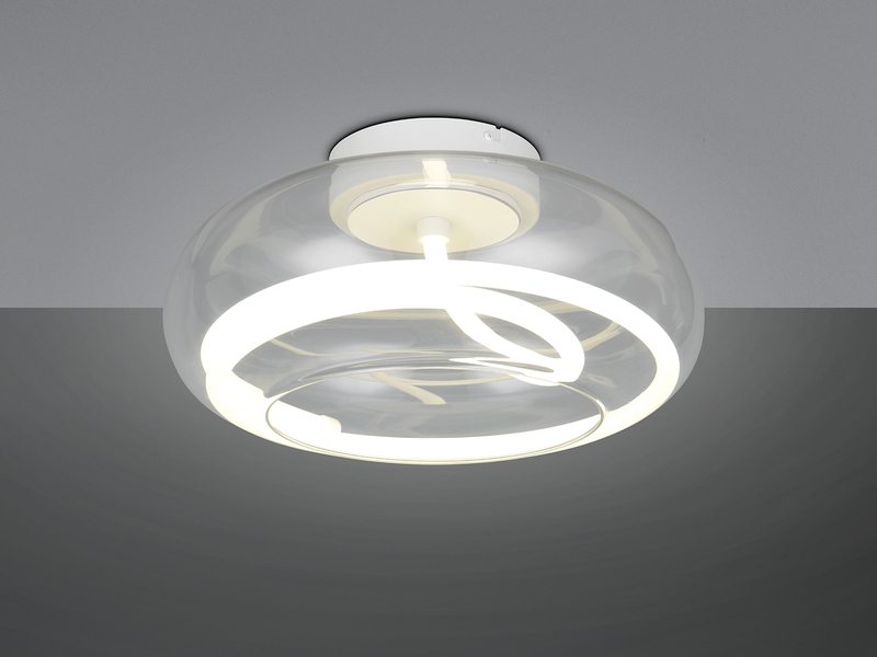 LED Deckenleuchte TARSIA dimmbar aus Metall in Weiß & Glas, rund Ø 40cm