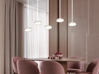 LED Pendelleuchte TARSIA dimmbar aus Metall in Weiß & Glas, 5 flammig, B 161,5cm