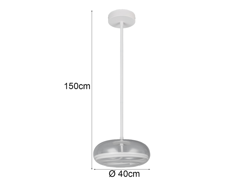 LED Pendelleuchte TARSIA dimmbar aus Metall in Weiß & Glas, 1 flammig, Ø 40cm