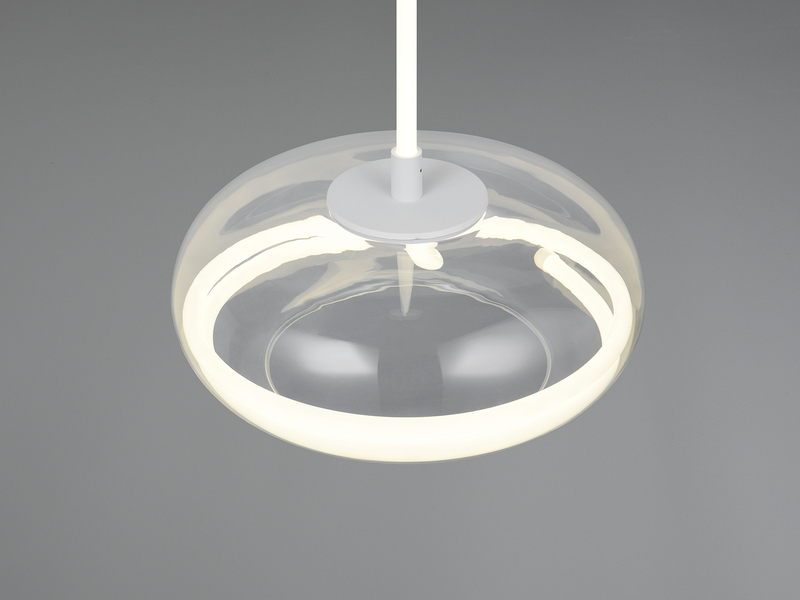 LED Pendelleuchte TARSIA dimmbar aus Metall in Weiß & Glas, 1 flammig, Ø 40cm