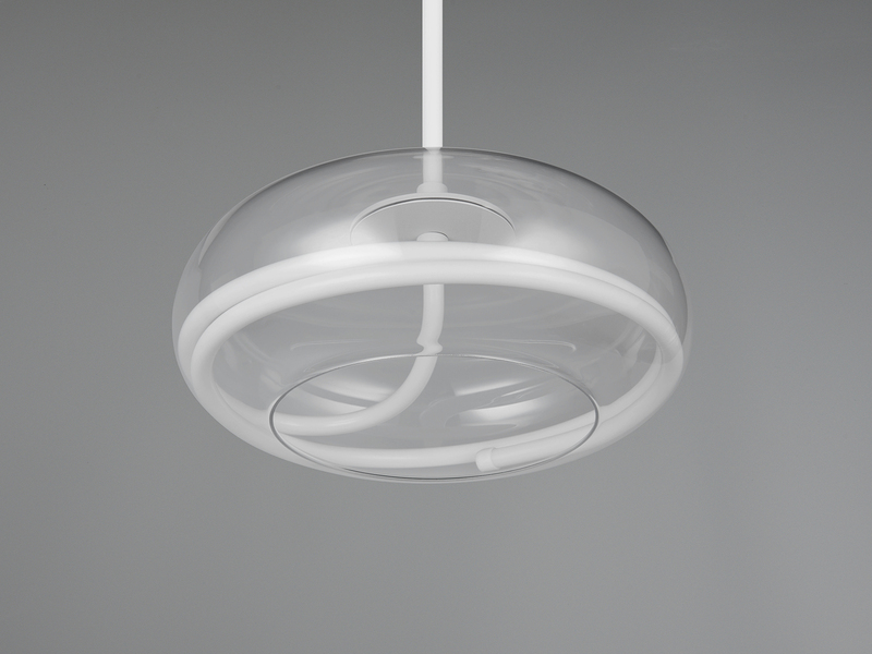 LED Pendelleuchte TARSIA dimmbar aus Metall in Weiß & Glas, 1 flammig, Ø 40cm