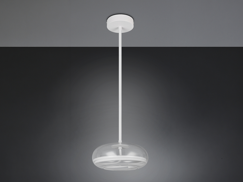 LED Pendelleuchte TARSIA dimmbar aus Metall in Weiß & Glas, 1 flammig, Ø 40cm