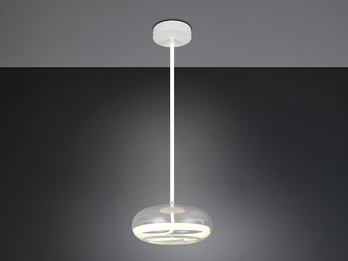 LED Pendelleuchte TARSIA dimmbar aus Metall in Weiß & Glas, 1 flammig, Ø 40cm