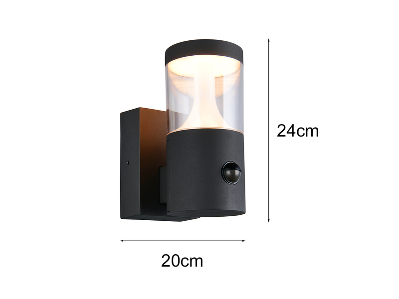 LED Außenwandleuchte mit Bewegungsmelder TAGUS Reihenschaltung geeignet H: 24cm