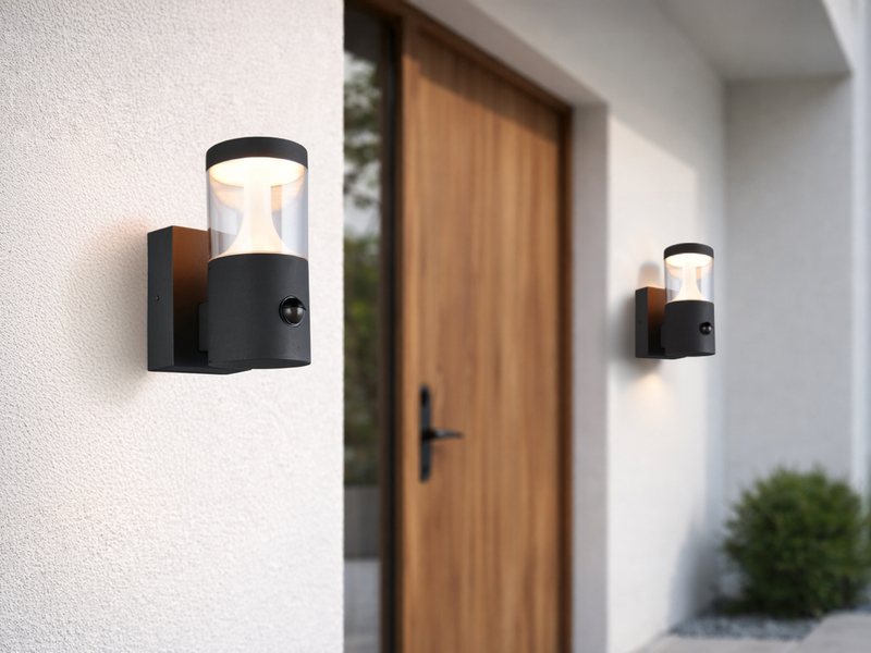 LED Außenwandleuchte mit Bewegungsmelder TAGUS Reihenschaltung geeignet H: 24cm
