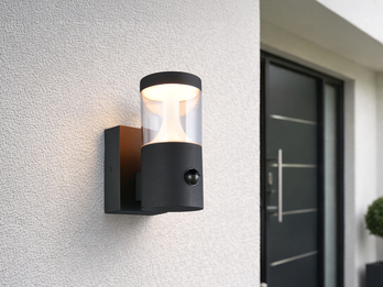LED Außenwandleuchte mit Bewegungsmelder TAGUS Reihenschaltung geeignet H: 24cm