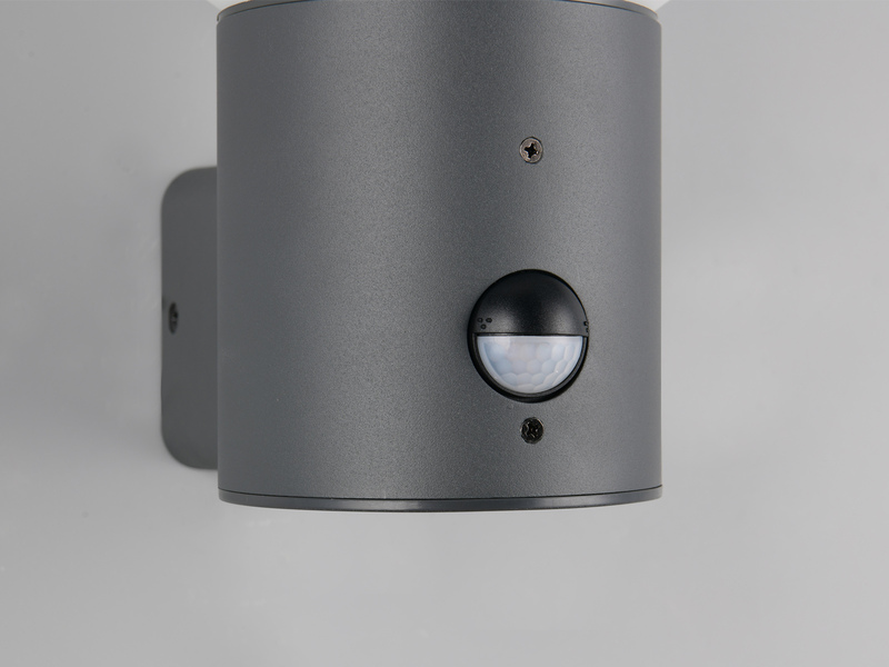 LED Außenwandleuchte in Anthrazit mit Glaskugel & Bewegungsmelder, Höhe 28cm