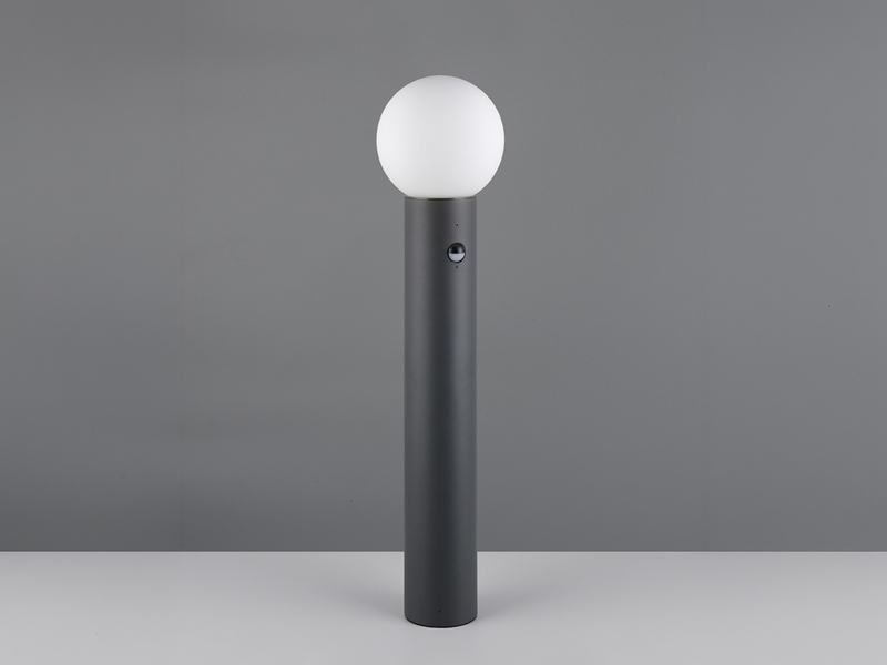 LED Wegeleuchte in Anthrazit mit Glaskugel & Bewegungsmelder, Höhe 80cm