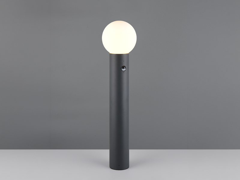 LED Wegeleuchte in Anthrazit mit Glaskugel & Bewegungsmelder, Höhe 80cm