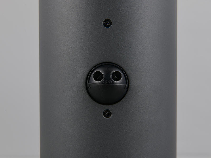 LED Sockelleuchte in Anthrazit mit Glaskugel & Bewegungsmelder, Höhe 40cm