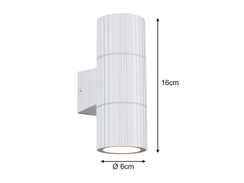 Außenwandleuchte PARANA Up and Down Weiß geriffelt, Höhe 16cm
