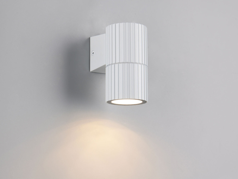 Außenwandleuchte PARANA Downlight Weiß geriffelt, Höhe 11cm
