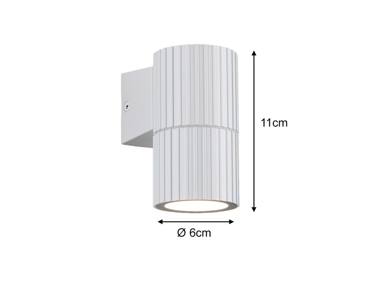 Außenwandleuchte PARANA Downlight Weiß geriffelt, Höhe 11cm