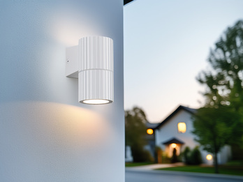 Außenwandleuchte PARANA Downlight Weiß geriffelt, Höhe 11cm