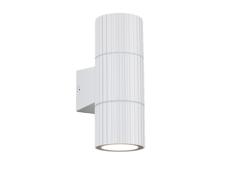 LED Außenwandleuchte Up and Down Weiß geriffelt, Höhe 16cm
