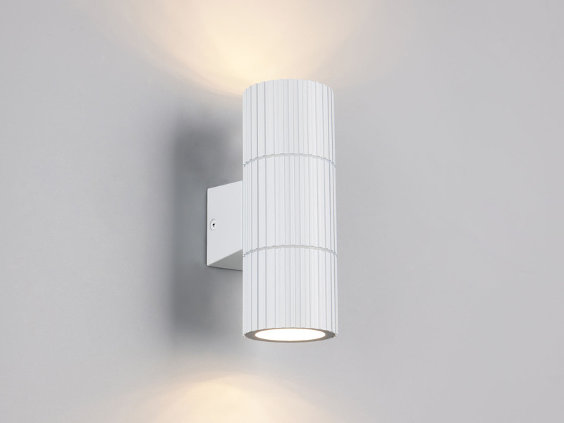 LED Außenwandleuchte Up and Down Weiß geriffelt, Höhe 16cm