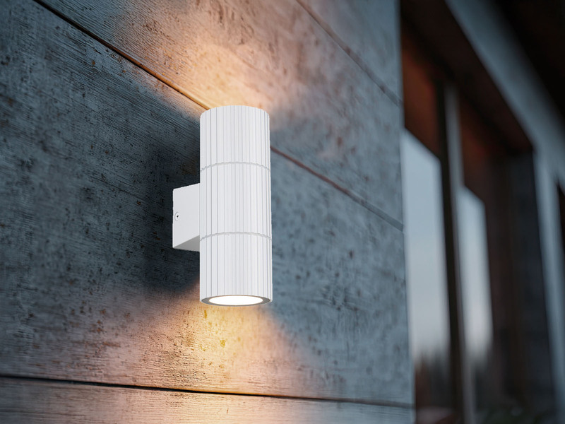 LED Außenwandleuchte Up and Down Weiß geriffelt, Höhe 16cm
