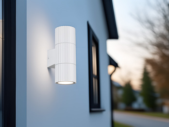 LED Außenwandleuchte Up and Down Weiß geriffelt, Höhe 16cm