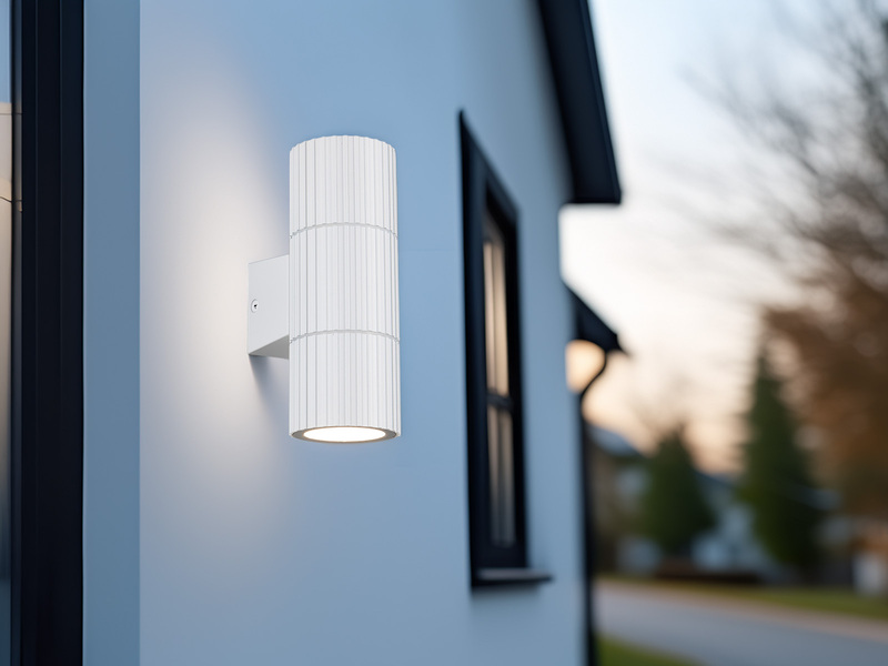 LED Außenwandleuchte Up and Down Weiß geriffelt, Höhe 16cm
