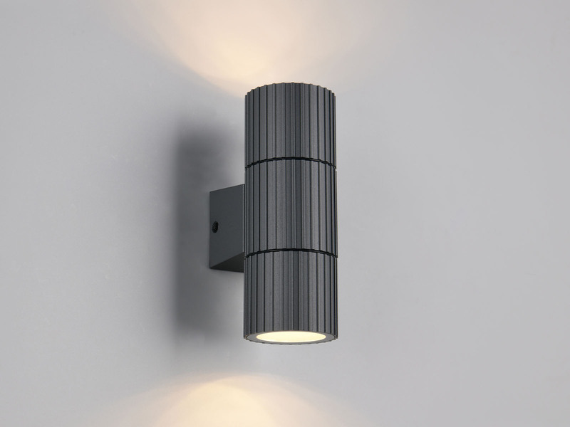 LED Außenwandleuchte Up and Down Anthrazit geriffelt, Höhe 16cm