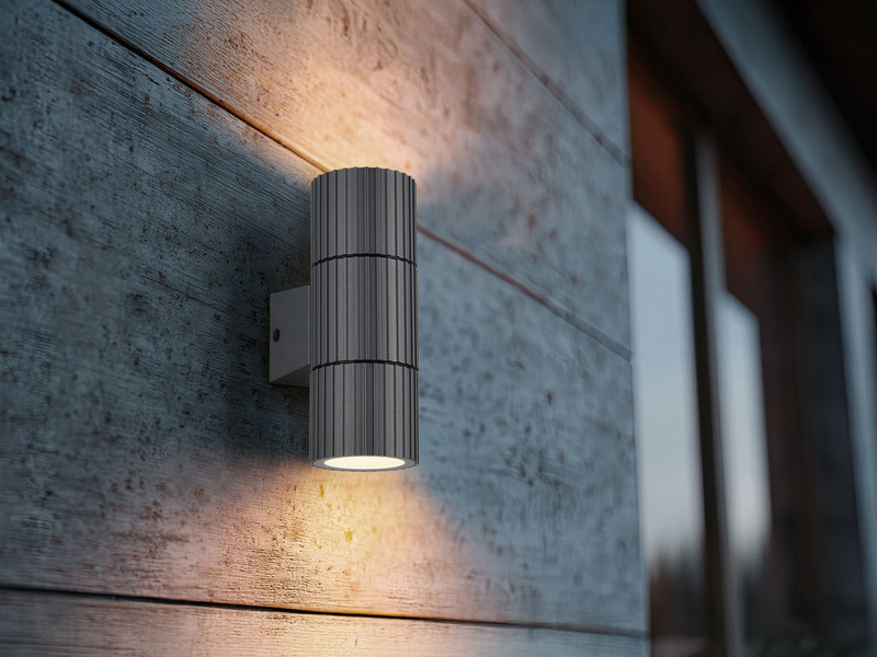 LED Außenwandleuchte Up and Down Anthrazit geriffelt, Höhe 16cm