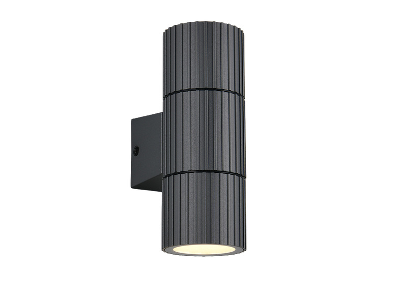 LED Außenwandleuchte Up and Down Anthrazit geriffelt, Höhe 16cm