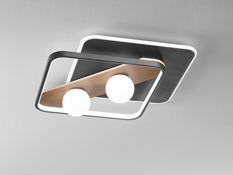 LED Deckenleuchte CRICKET Schwarz 3 Lichtfarben einstellbar, 50x40cm