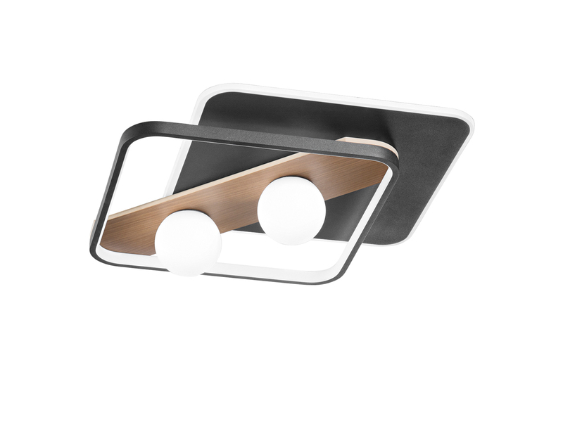 LED Deckenleuchte und Wandleuchte CRICKET in Schwarz mit 3 Lichtfarben, 50x40cm