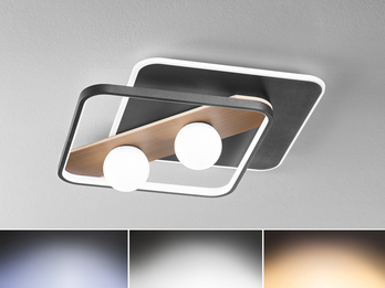 LED Deckenleuchte CRICKET Schwarz 3 Lichtfarben einstellbar, 50x40cm