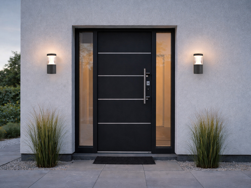 2er Set LED Außenwandleuchten Anthrazit zur Reihenschaltung geeignet, Höhe 24cm