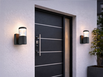 2er Set LED Außenwandleuchten Anthrazit zur Reihenschaltung geeignet, Höhe 24cm