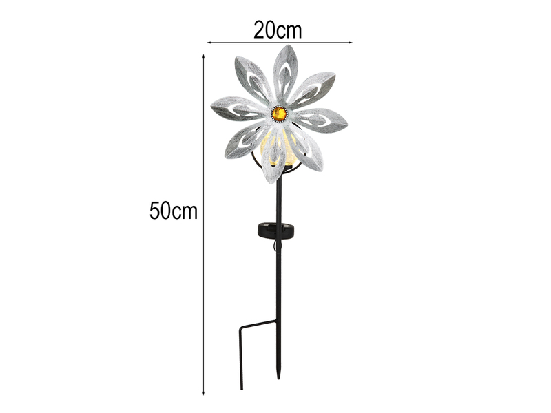 Solar Gartenstecker Windspiel aus Metall mit Erdspieß in Silber-Grau, Höhe 50cm