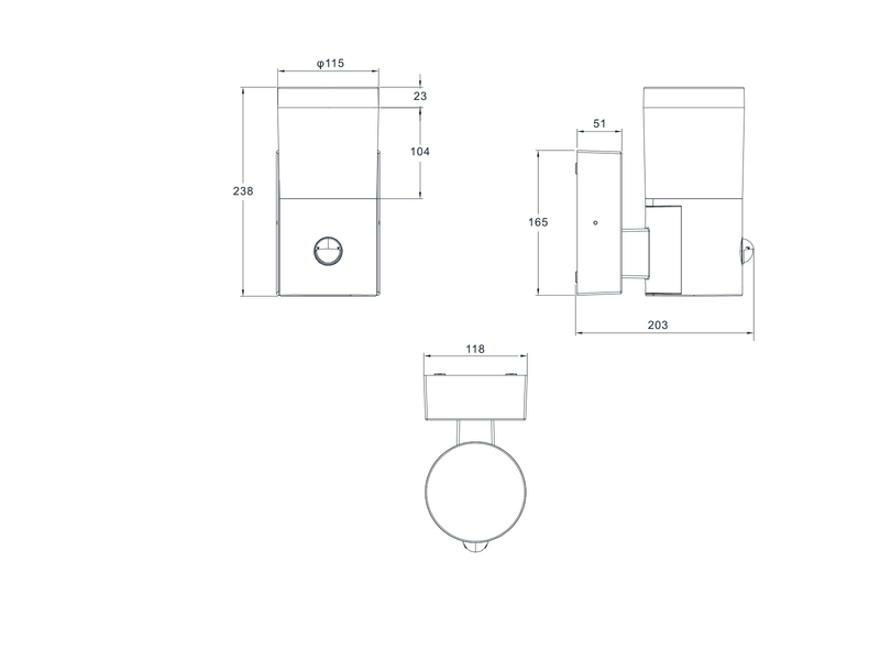 2er Set Außenwandleuchten Reihenschaltung geeignet, mit Bewegungsmelder H: 24cm