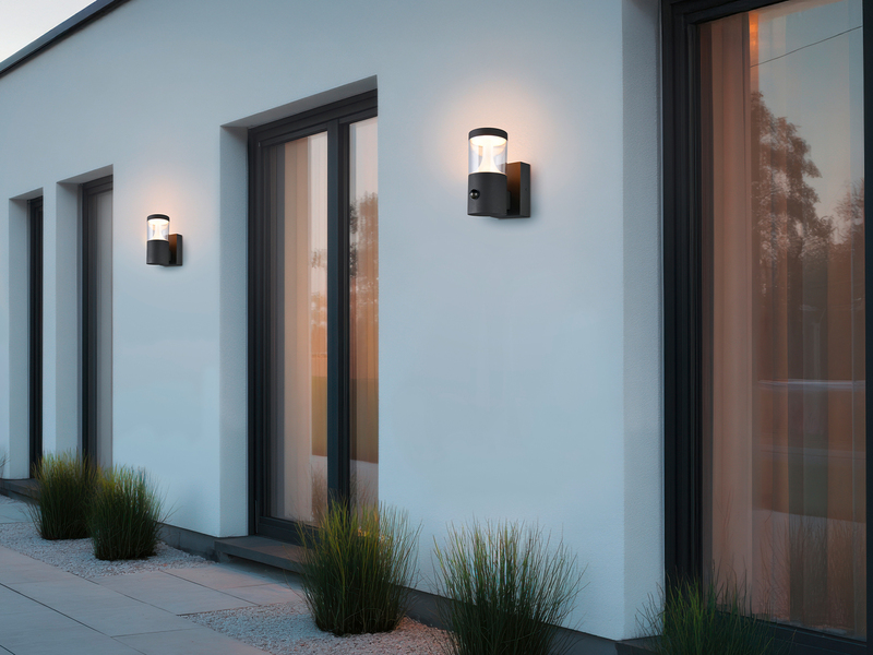 2er Set Außenwandleuchten Reihenschaltung geeignet, mit Bewegungsmelder H: 24cm